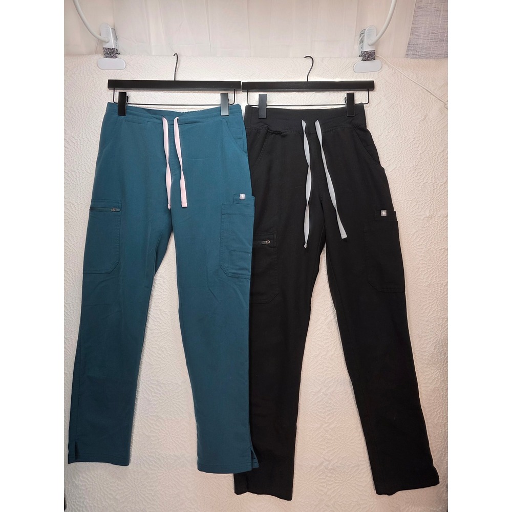 Figs Scrub Pants Bundle Women XS Black Teal Yola Zamora Jogger Excellent 2pk